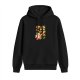 Black hoodie with Kirby and festive baked goods graphic