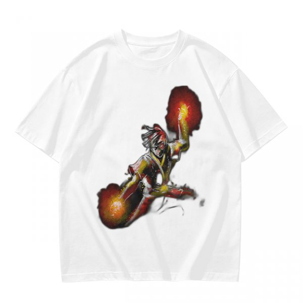Olive T-shirt with Fire Bending Warrior Graphic Print