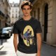 Olive T-shirt with Cartoon Chainsaw Action Character Print