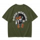 Olive t-shirt with retro coffee pot cartoon and Good Morning text