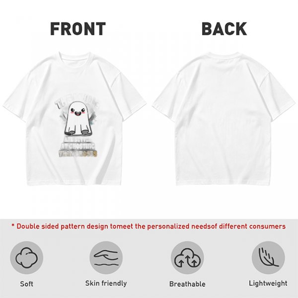 Olive T-shirt with Cute Smiling Ghost Graphic Print
