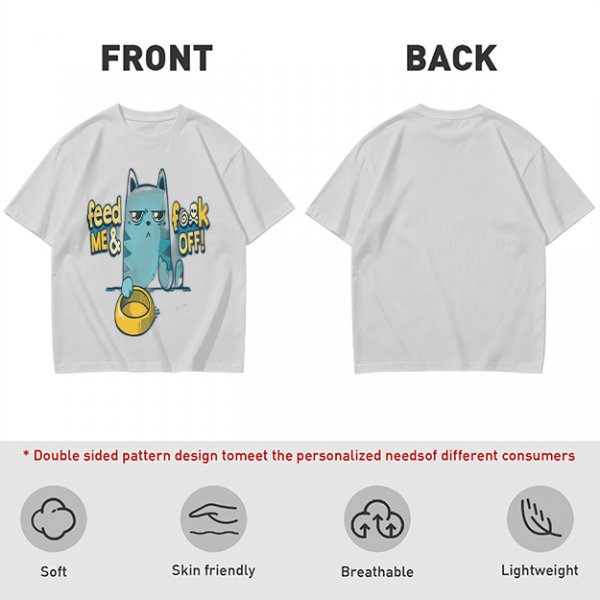 Olive T-Shirt With Grumpy Cat Feed Me And F Off Print