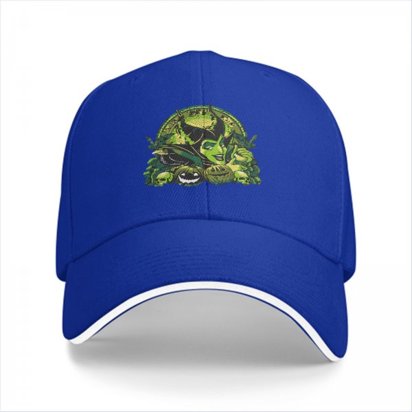 Black Baseball Cap with Maleficent Halloween Themed Print