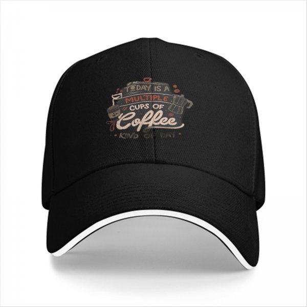Black Baseball Cap With Coffee Lover Quote Design