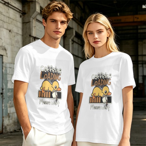 Caffeine Loading Duck Graphic T-Shirt for Coffee Lovers