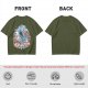Olive T-Shirt with Whimsical Fantasy Character and Floral Art Print