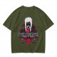 Olive graphic tee with dark fantasy character and tour print
