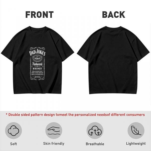Olive Green T-Shirt with Dad Jokes Whiskey Label Style Graphic