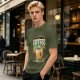 Olive Graphic T-Shirt With Coffee And Mountain Sunrise Design
