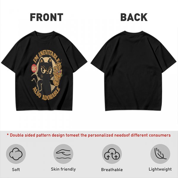 I'm Inevitable Also Adorable Black Cat Infinity Gauntlet T-Shirt