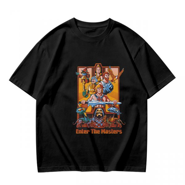 Olive green t-shirt with Masters of the Universe graphic print