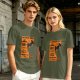 Olive T-Shirt with Cat-Themed Rock Band Concert Poster Print