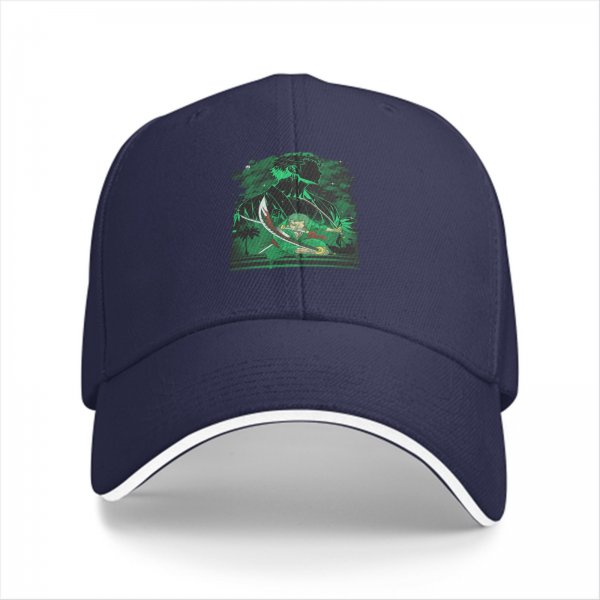 Black Baseball Cap With Anime Swordsman Green Graphic Print