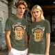 Oversized Olive T-Shirt with Retro Espresso Coffee Mascot Graphic