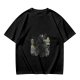 Olive Green Crewneck T-Shirt With Whimsical Graphic Print