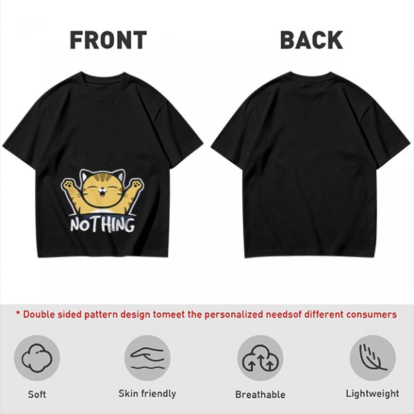 Olive T-Shirt with Happy Raised Paw Cat and 'NOTHING' Print