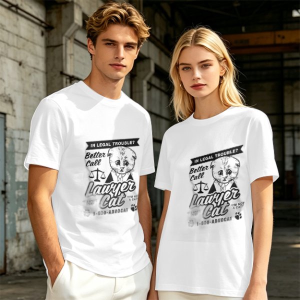 Olive T-Shirt With Funny Lawyer Cat Legal Trouble Graphic Print