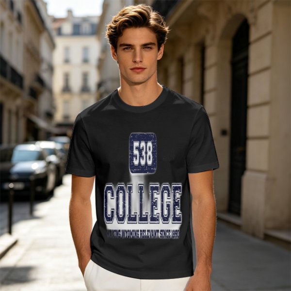 Olive College Graphic T-Shirt with 538 Print Design