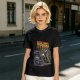 Olive graphic t-shirt with Back to the Trash raccoon design
