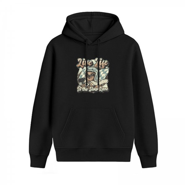 Live Life In The Slow Lane Sloth Racer Graphic Hoodie