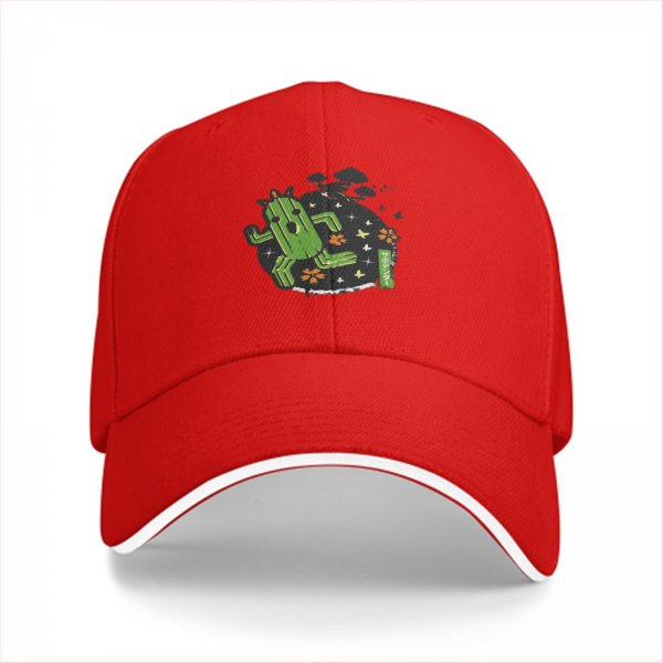 Black baseball cap with running cactus graphic design