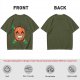 Olive T-Shirt with Smiling Pumpkin Corn Crossbones Graphic