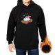Black hoodie with sad sushi chopsticks graphic print