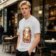 Olive Graphic T-Shirt With Everything Is On Fire Cat Design