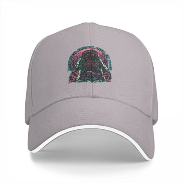 Black Baseball Cap with Dark Psychedelic Monster Graphic Print