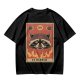 Olive T-Shirt With Raccoon El Diablo Tarot Card Print