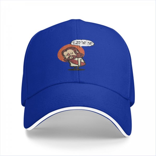 Black Baseball Cap With Cute Cartoon Jesus Graphic And Speech Bubble