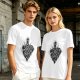 Olive T-Shirt With Four Animal Crest Graphic Design