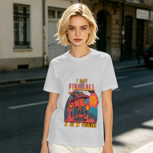 I Cast Fireball At All My Problems Dragon Wizard T-Shirt