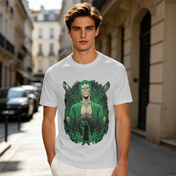 One Piece Roronoa Zoro Graphic Print Olive T-Shirt