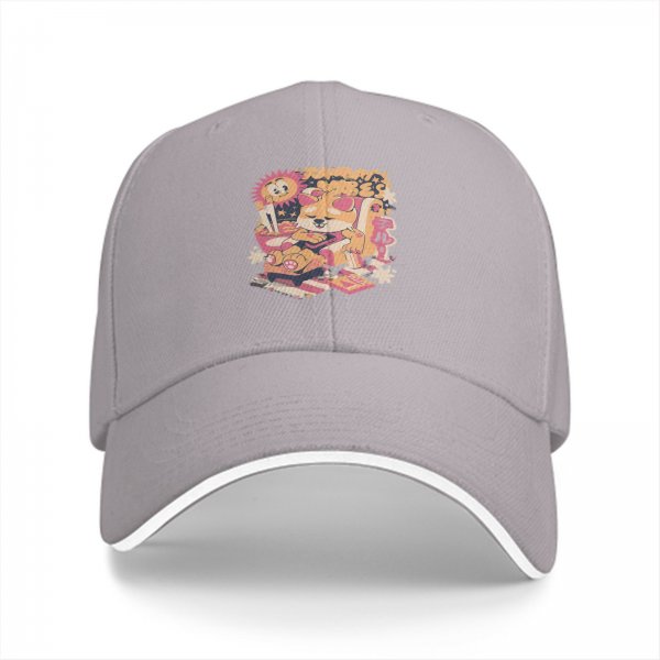Black Baseball Cap with Relaxed Shiba Inu Summer Vibes Graphic