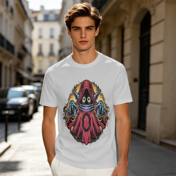 Orc-like magical creature graphic olive green t-shirt