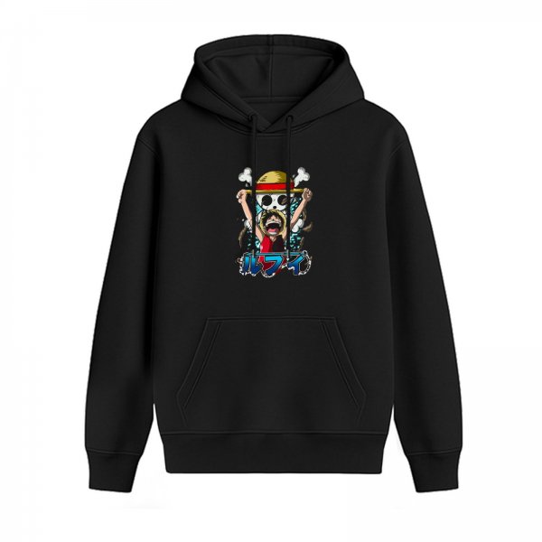 Black One Piece Luffy Straw Hat Pirate Hoodie