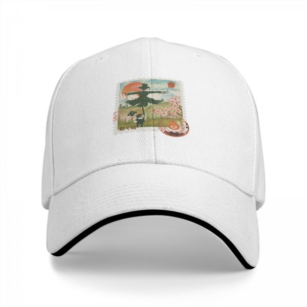 Black Baseball Cap with Howl's Moving Castle Scarecrow Stamp Art