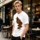 Olive T-Shirt With Coffee Wolf Steam Graphic Print