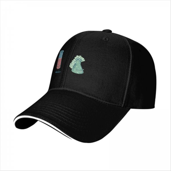 Black Baseball Cap With Cute Science Lab Beaker Print