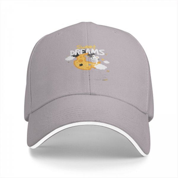 Black baseball cap with Sweet Dreams cheese moon and mouse graphic