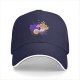 Black baseball cap with cute fantasy bird family illustration