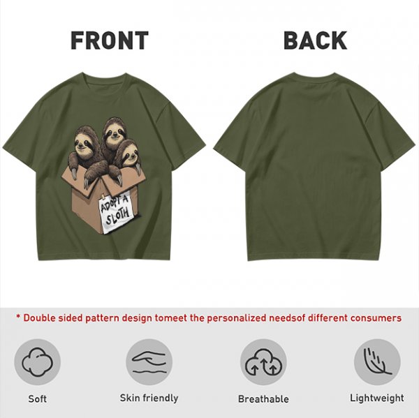 Adopt a Sloth T-Shirt with Three Cute Sloths in a Box