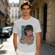 Olive anime graphic t-shirt with girl eating ramen and Japanese text