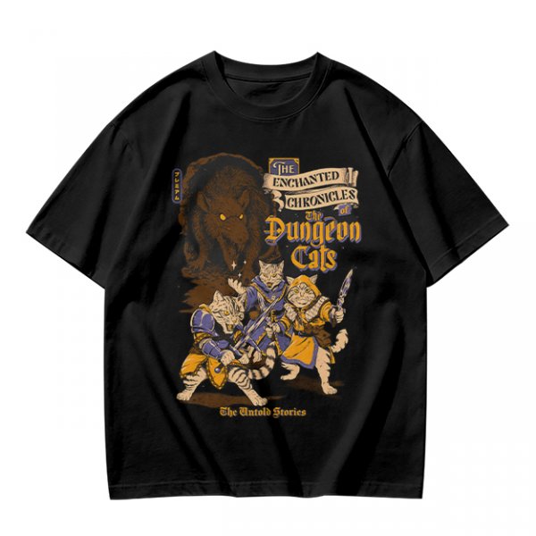 Dungeon Cats Enchanted Chronicles Fantasy Graphic T-Shirt