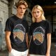 Olive t-shirt with space pizza graphic and Houston have pizza text