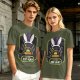 Olive T-Shirt With Alien Bunny Ears Egg Hunt Graphic