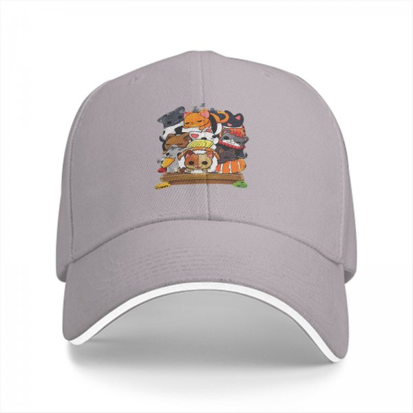 Black Baseball Cap With Cute Stacked Kittens Graphic