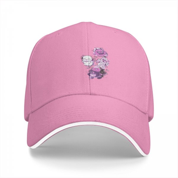 Black Baseball Cap With Cute Halloween Monster Cat Print