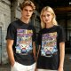 Olive green t-shirt with ramen monster anime graphic print